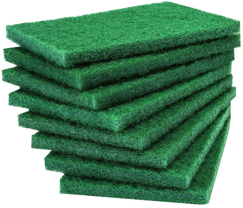 8PCS Scouring Pad - Premium Heavy Duty Scrub Pads with Antigrease Technology, Reusable Household Green Dish Scrubber, Multipurpose Scour Pad - for Kitchen Scrubber & Metal Grills, 3.9 X 5.9 X 0.36IN image number 1