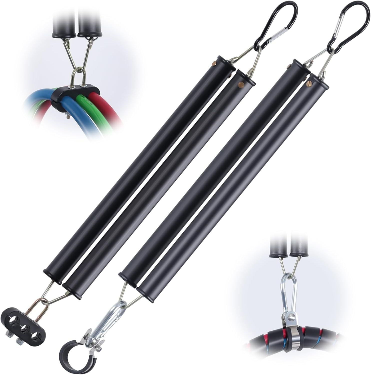 Cheemuii 2PCS 16" Double Tender Spring Kits with 3In1 Hose Holder and 3-Hole Clamp Heavy Duty Trailer Dual Tender Spring for Semi Truck Air Lines Kit with 2 Style Air Line Holders