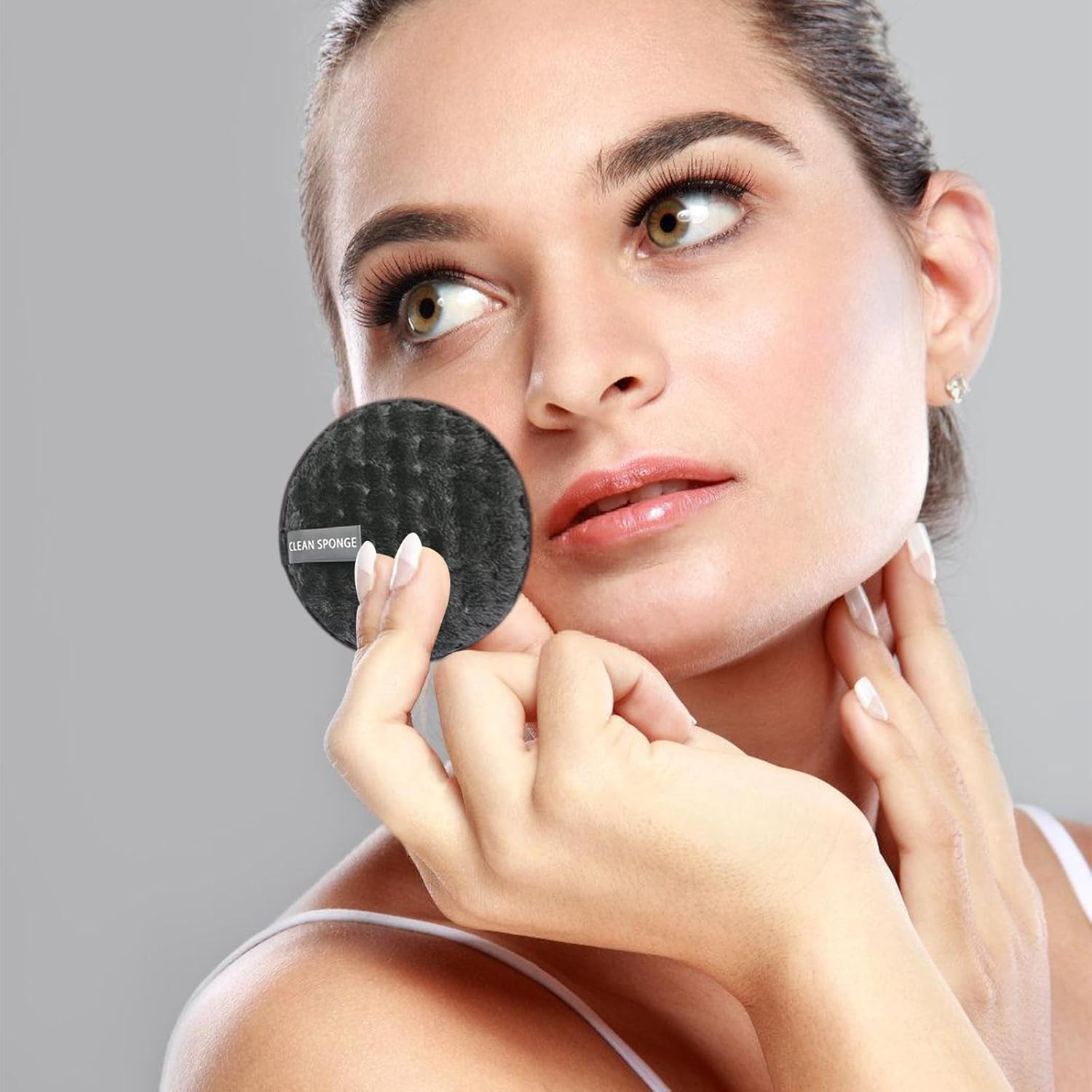 YSHIGUING Reusable Makeup Remover Pads,4Pc Reusable Makeup Remover Cloths Face Pads for All Skin Types, Washable Microfiber Face Cleaner Puff Facial Cleansing,Black/Coffee/White/Pink