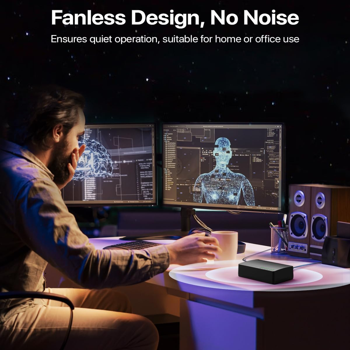 Tenda 5 Port Gigabit Ethernet Switch, Desktop Ethernet Splitter, Unmanaged Network Switch Hub, Plug & Play, Wall-Mount, Fanless Quiet, for Ethernet Cable, Router, PC, NAS (SG105M) image number 3