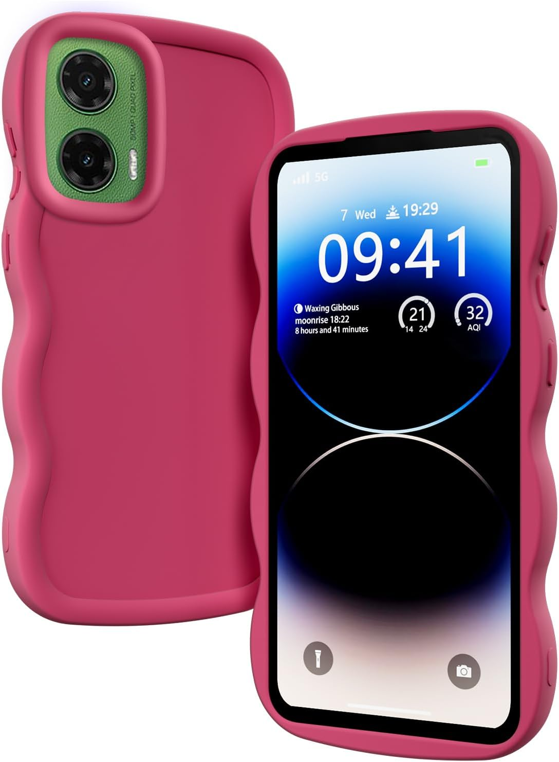 XINYEXIN Liquid Silicone Case for Motorola Moto G35, Waves Curly Shape Cute Soft Shockproof Mobile Phone Protective Case - Pink
