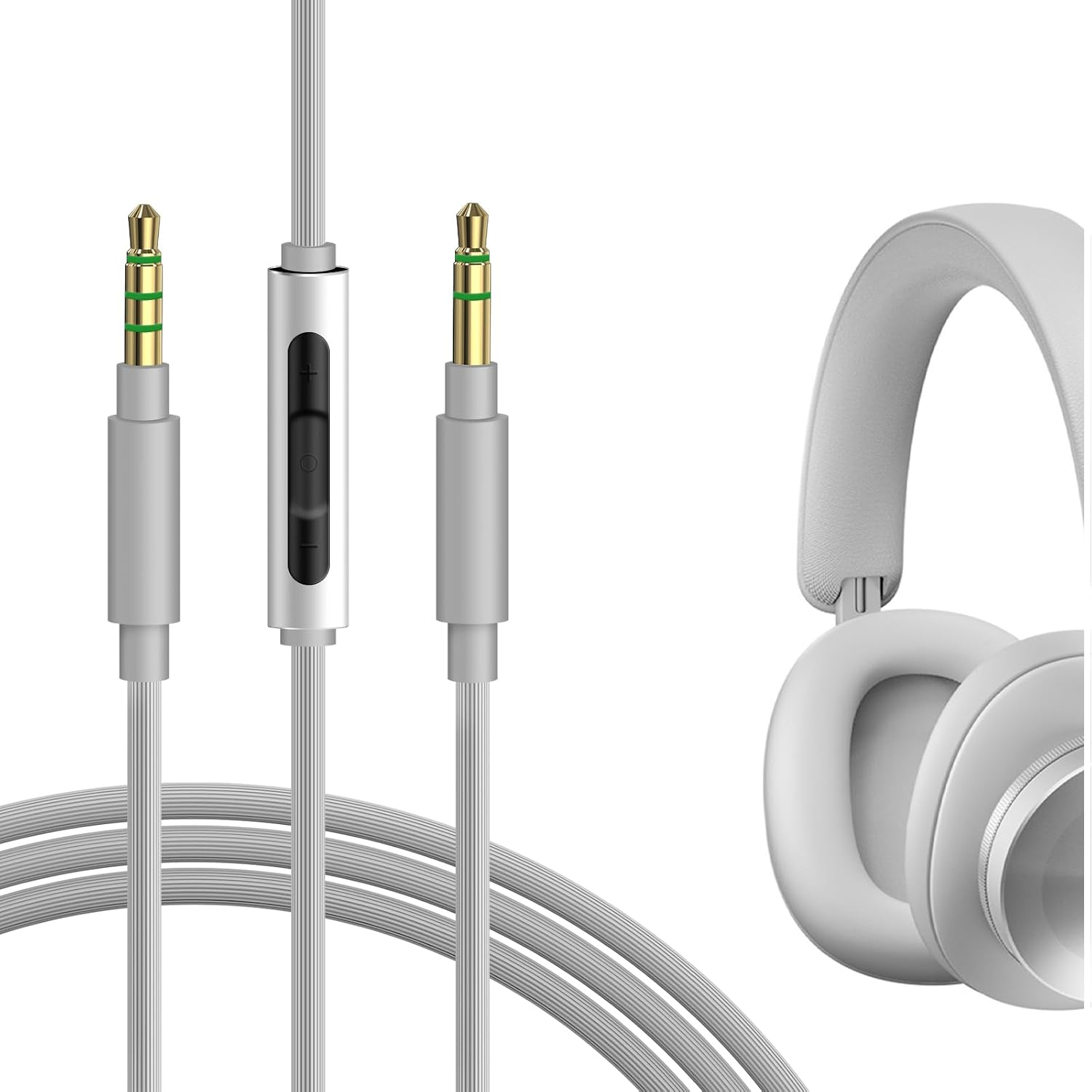 Geekria Audio Cable with Mic Compatible with B&O H95, HX, Portal, H9 3Rd Gen, H9I, H8I Cable, 3.5Mm Aux Replacement Stereo Cord with Inline Microphone and Volume Control (4 Ft/1.2 M) image number 4