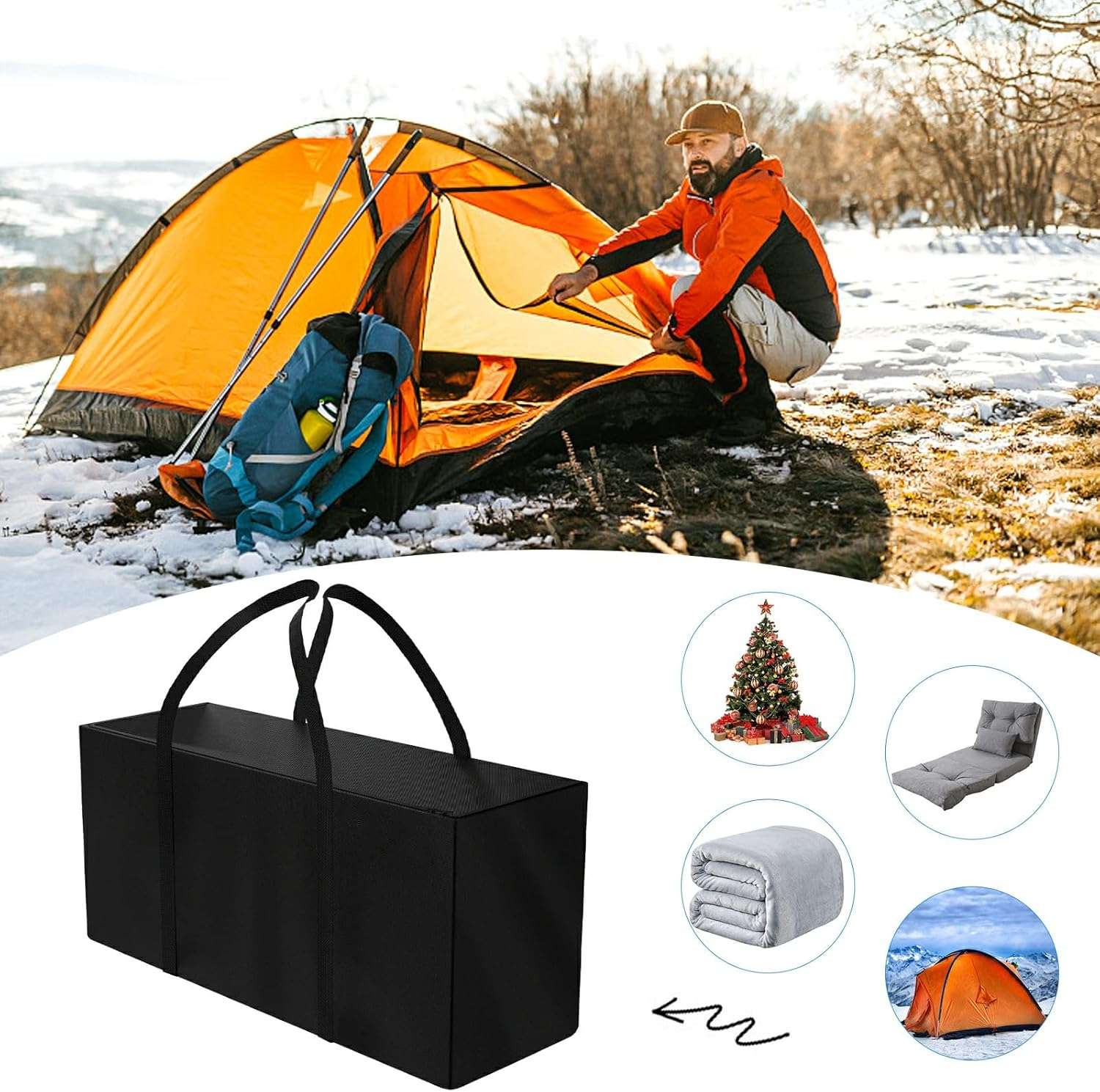 Heavy Duty XXL Garden Cushions, Waterproof Padded Cushion Bag - 600D Oxford, Transport & Storage - 130 X 40 X 55 Cm image number 4