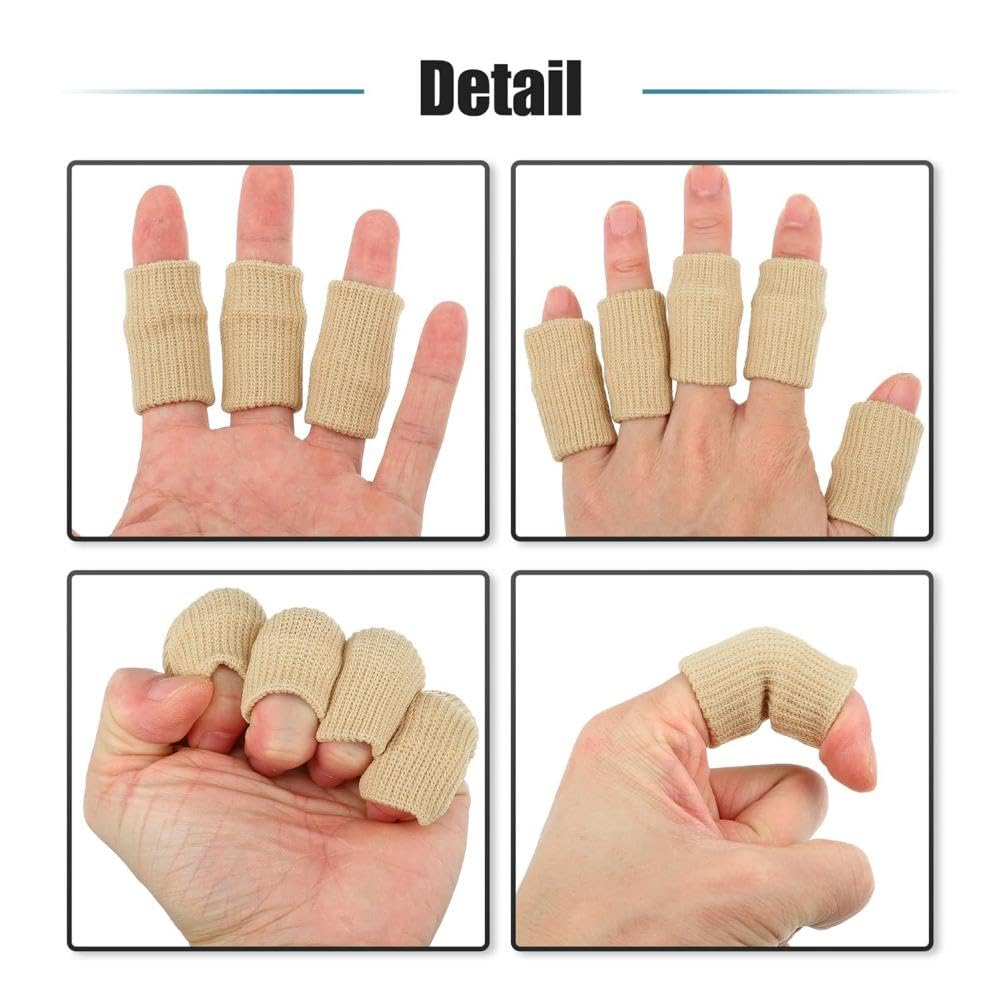 10 Pcs Breathable Finger Sleeves, Thumb Splint Brace Support Protector Breathable Elastic Finger Tape for Sports Basketball Baseball Joint Protection image number 4