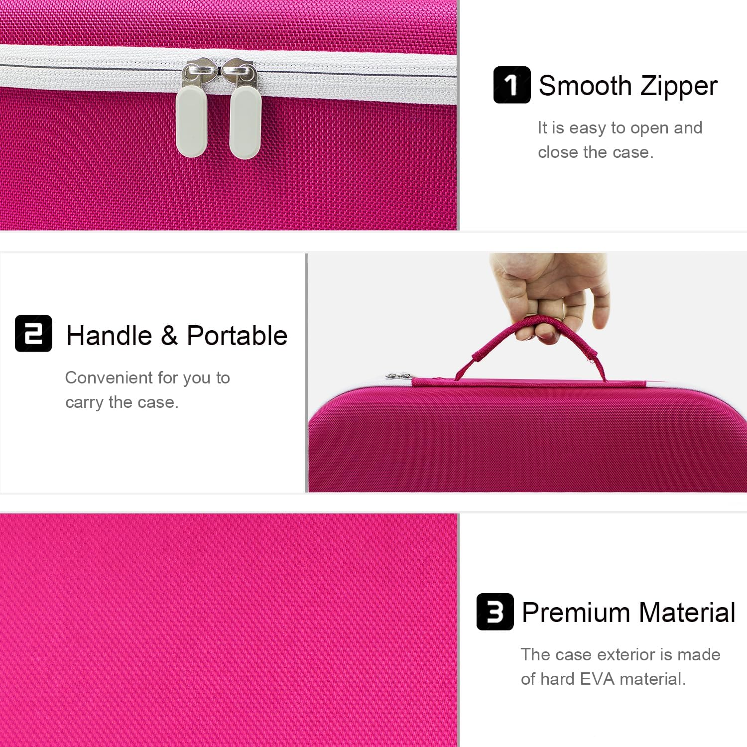 YIIWAY Hard Travel Case Compatible with Dyson Supersonic Nural Hair Dryer HD16, Case Only - Deep Pink YC86003 image number 2