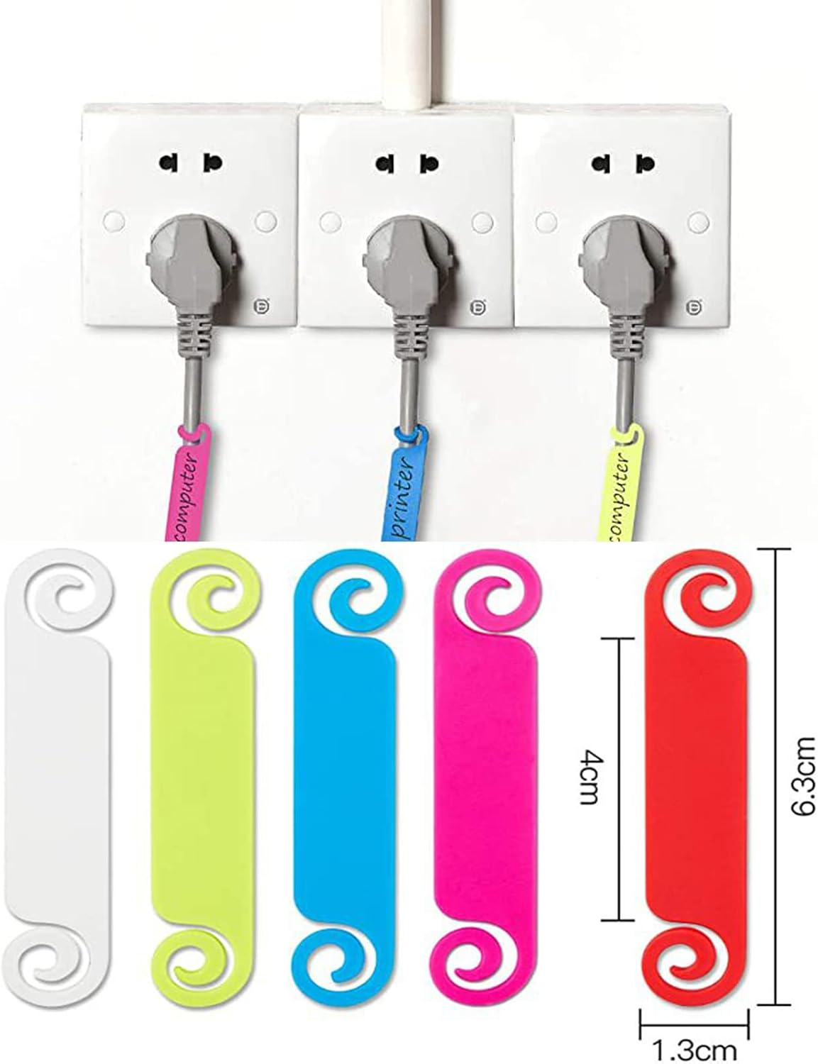 Cable Tags Cable Management Labels - Multicolor Cable Labels Writable Cord Identification Tags for USB Computer Phone Charger 50 Pieces image number 2