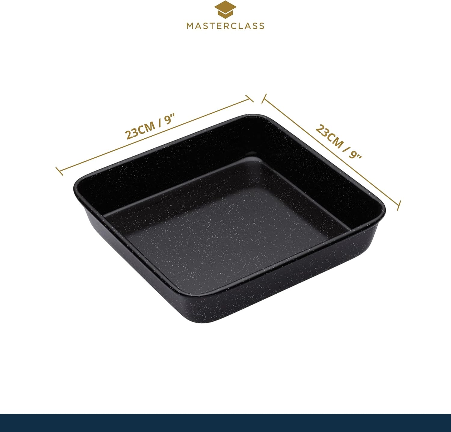 Masterclass Square Baking Tin, Scratch Resistant and Induction Safe Steel Oven Tray with Vitreous Enamel Coating, 23Cm (9 Inch), Black image number 3