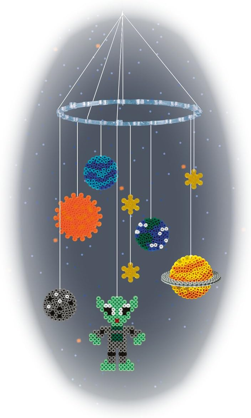 HAMA Space Gift Box &ndash; 2,500 Beads Fuse Bead Kit with round & Square Pegboards, Mobile Display Ring, String, Design Sheet & Ironing Paper &ndash; Creative DIY Craft Set for Kids Ages 5+