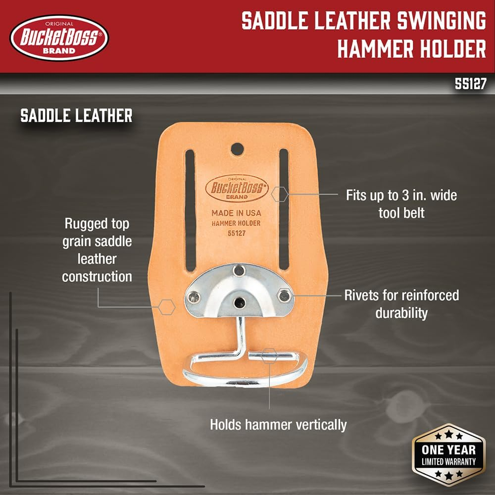 Bucket Boss 55127 Swinging Hammer Holder, Saddle Leather image number 5