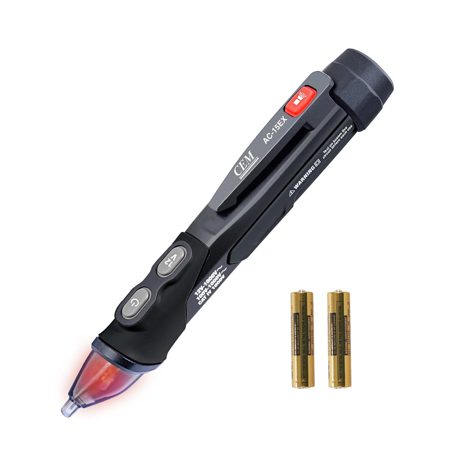 CEM AC-15EX Voltage Tester with Dual Range 12V-1000V/100V-1000V, Non-Contact Explosion-Proof NCV Voltage Detector for Wire Breakpoint Live/Null Wire Test Socket with Flashlight Buzzer & Light Alarm image number 3