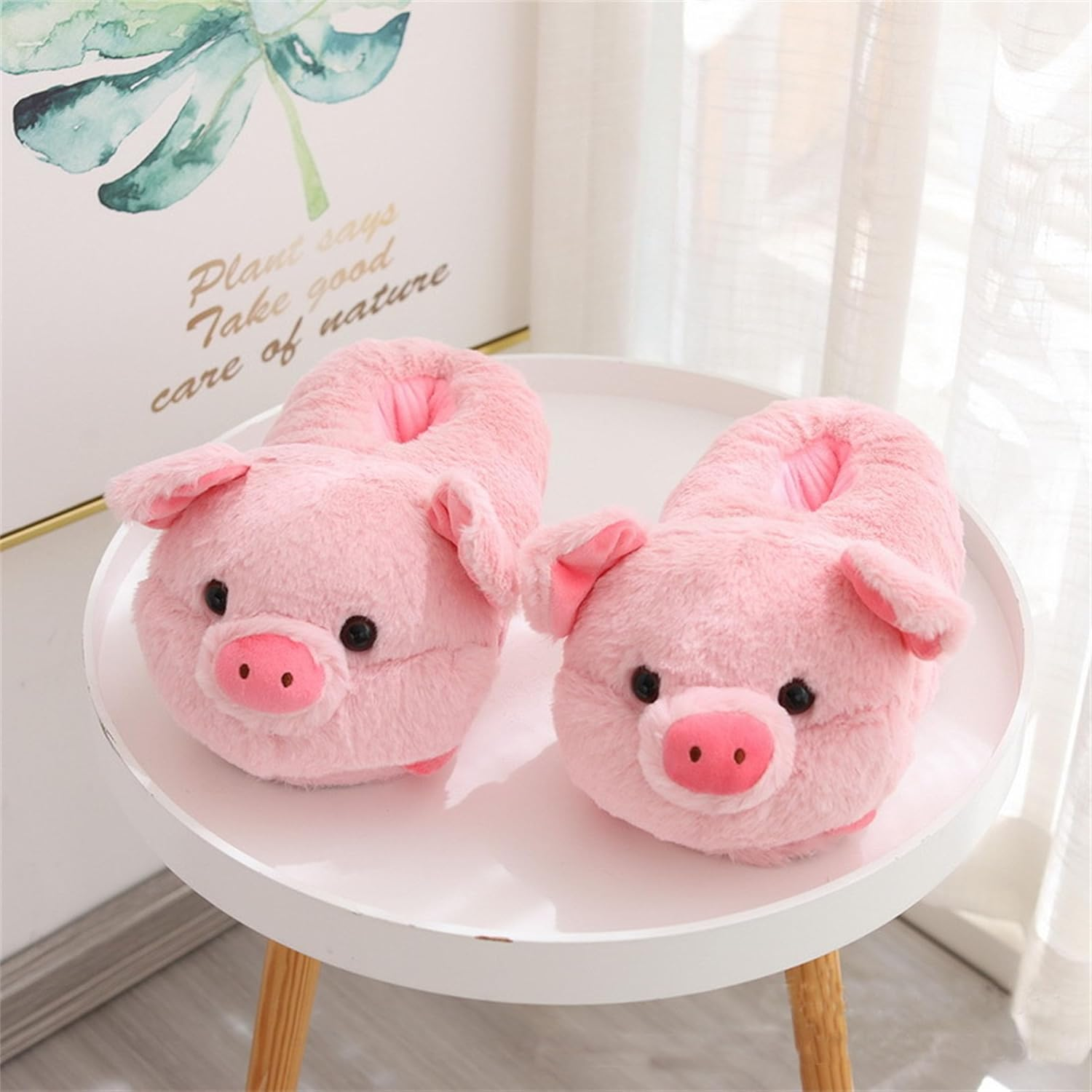 LANFIRE Animal Slippers Hamster Slippers Pig Slippers Duck and Sheep Shoes Winter Home Warm anti - Skid Cotton Slippers - Duck image number 4