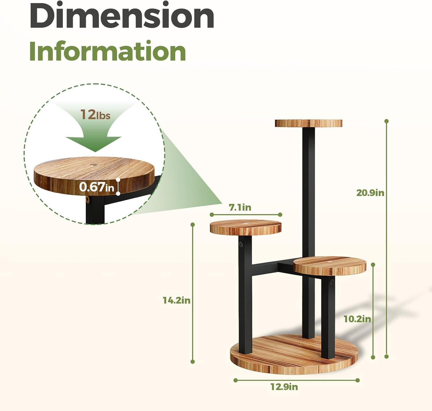 Bamworld 3 Metal Tier Plant Stand image number 3