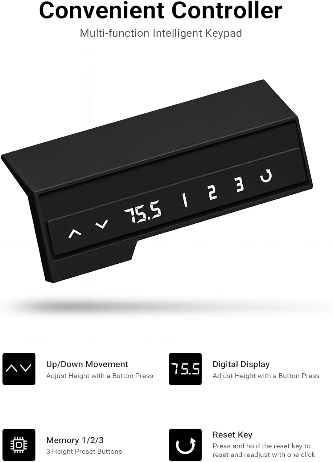 Ixtra Electric Standing Desk 100X60Cm with 2 Drawers Height Adjustable Whole Piece Desktop Storage Shelf Hook Cup Holder Cable Management Walnut image number 4