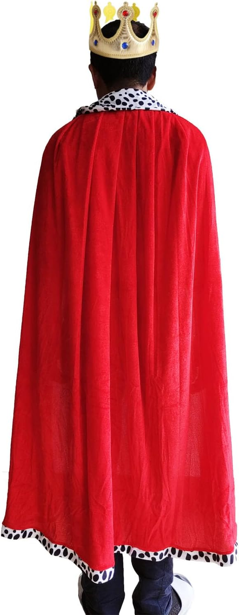 Weahre King Robe Costume Queen Robe King Crown Cape Royal Cloak for Halloween Carnival Cosplay Party Dress Up image number 2