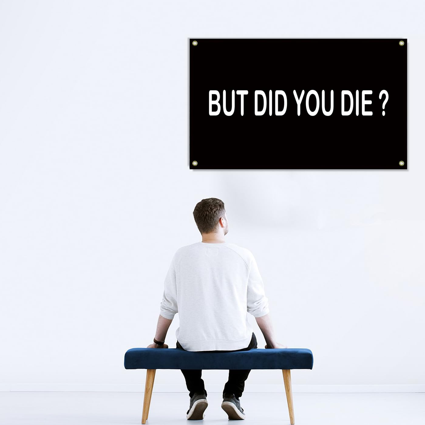 3&times;5 FT but Did You Die Flag,Large College Funny Dorm Decor,Double Side Digital Printed 150D Polyester Banner with Canvas Header 4 Brass Grommet image number 1