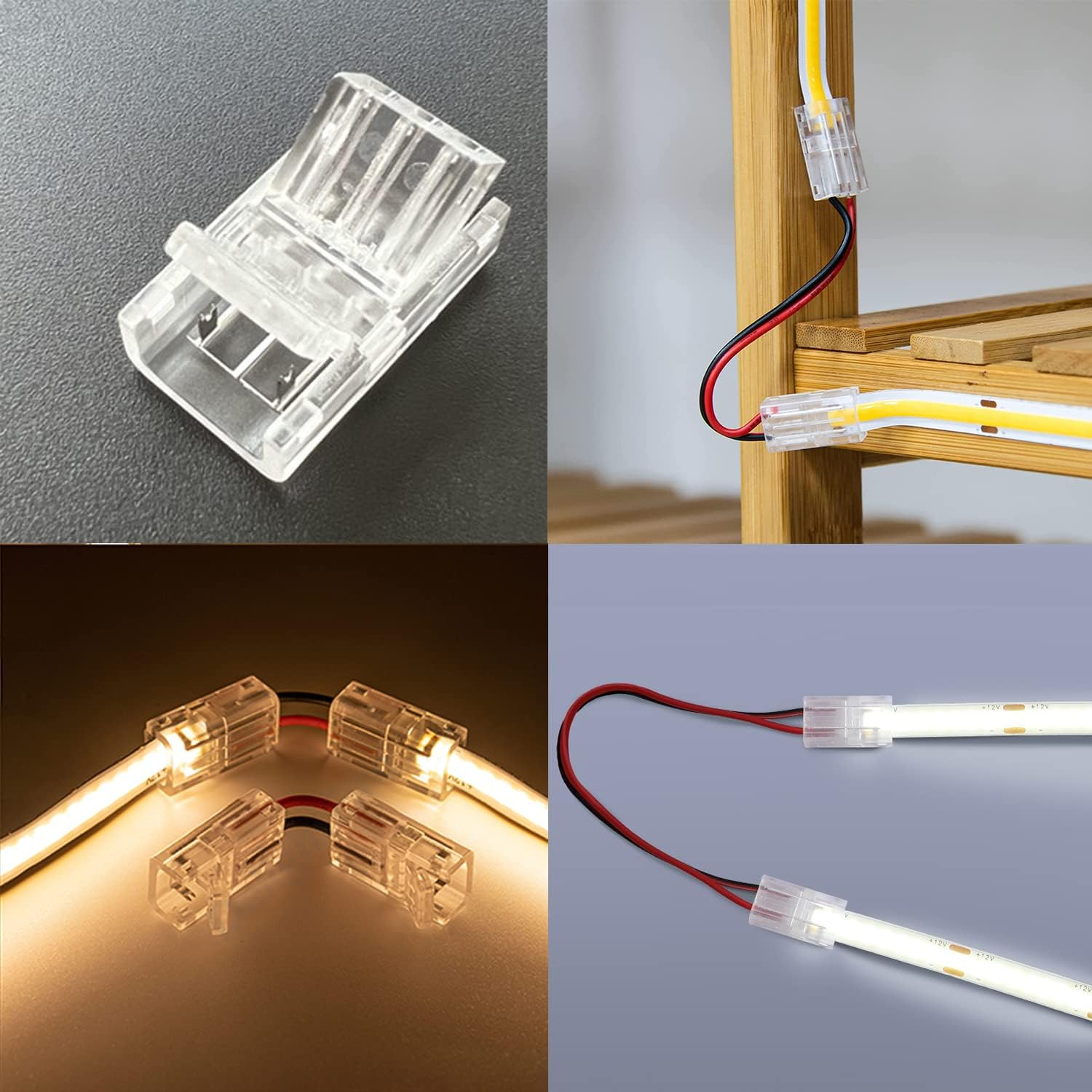 Paifeancodill LED Light Strip Connectors - 2Pin, 10 Pcs Lighting Connector, 8Mm Wide Unwired Gapless Solderless Strip to Wire Quick Adapter for Waterproof/Non-Waterproof Single Color LED Light Strip image number 1