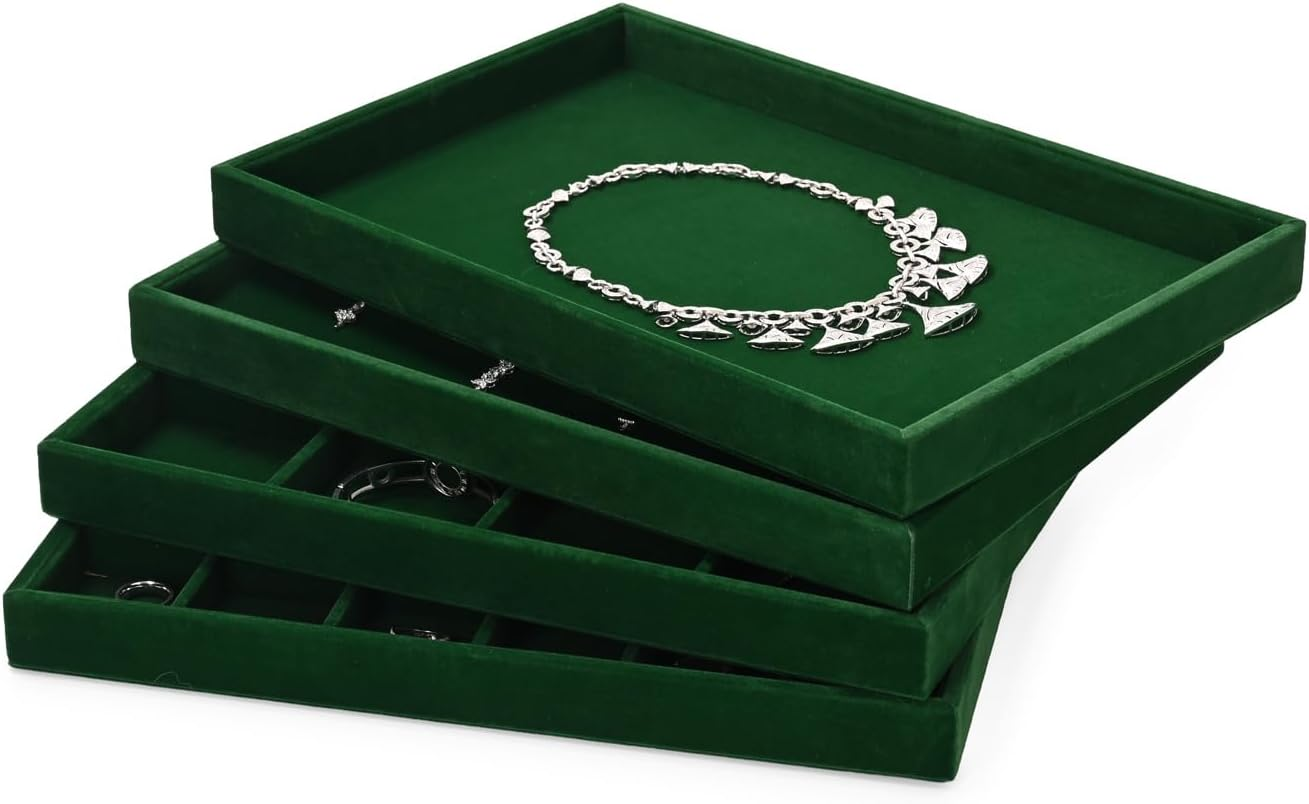 Stackable Jewelry Tray 12 Grids Jewelry Organizer Display Tray for Necklace, Ring, Earring, Bracelet image number 1
