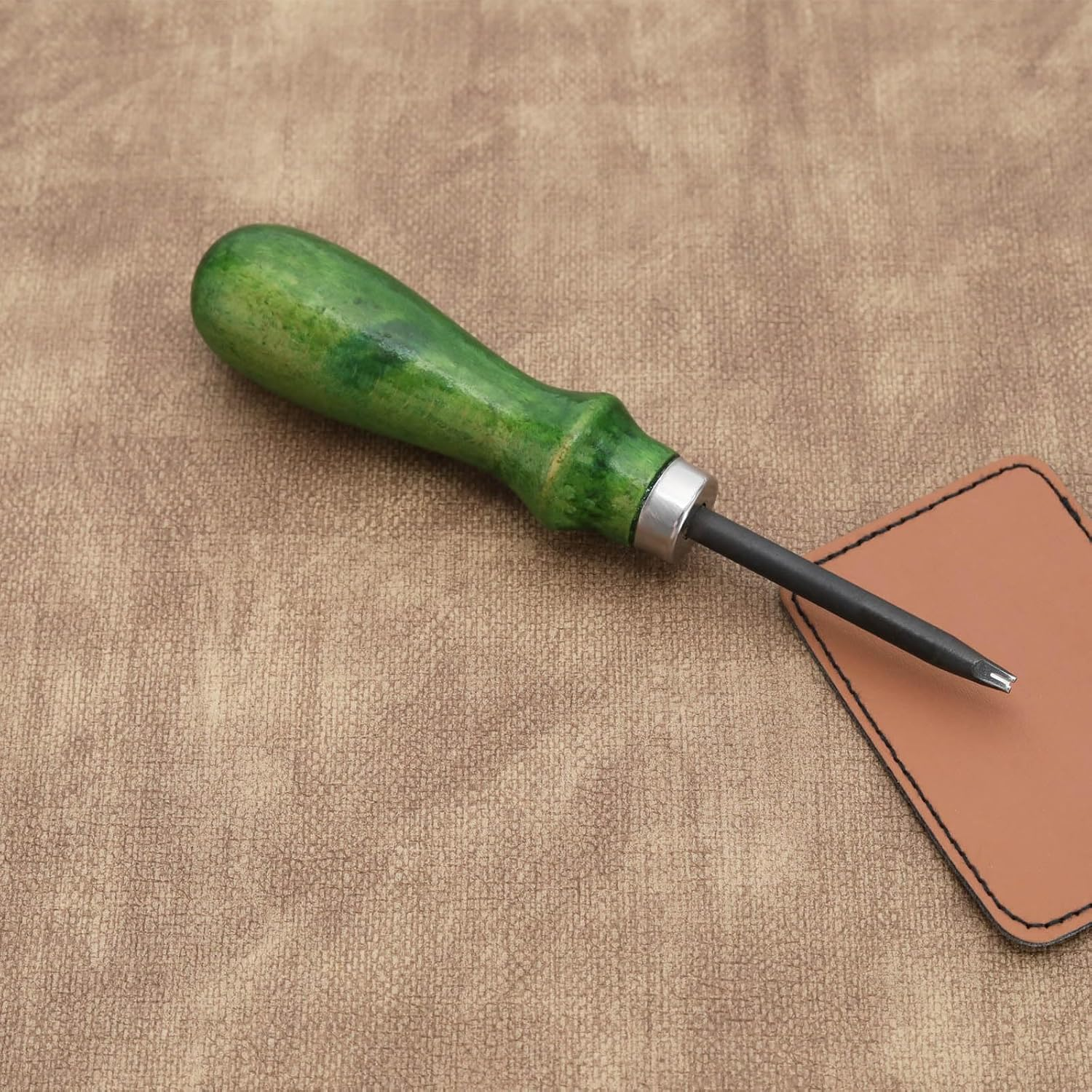 Ecsing 0.8Mm Leather Edger Leather Working Tool DIY Craft Artwork Handmade Ergonomic Design Wooden Handle Edge Cutter, Green image number 1