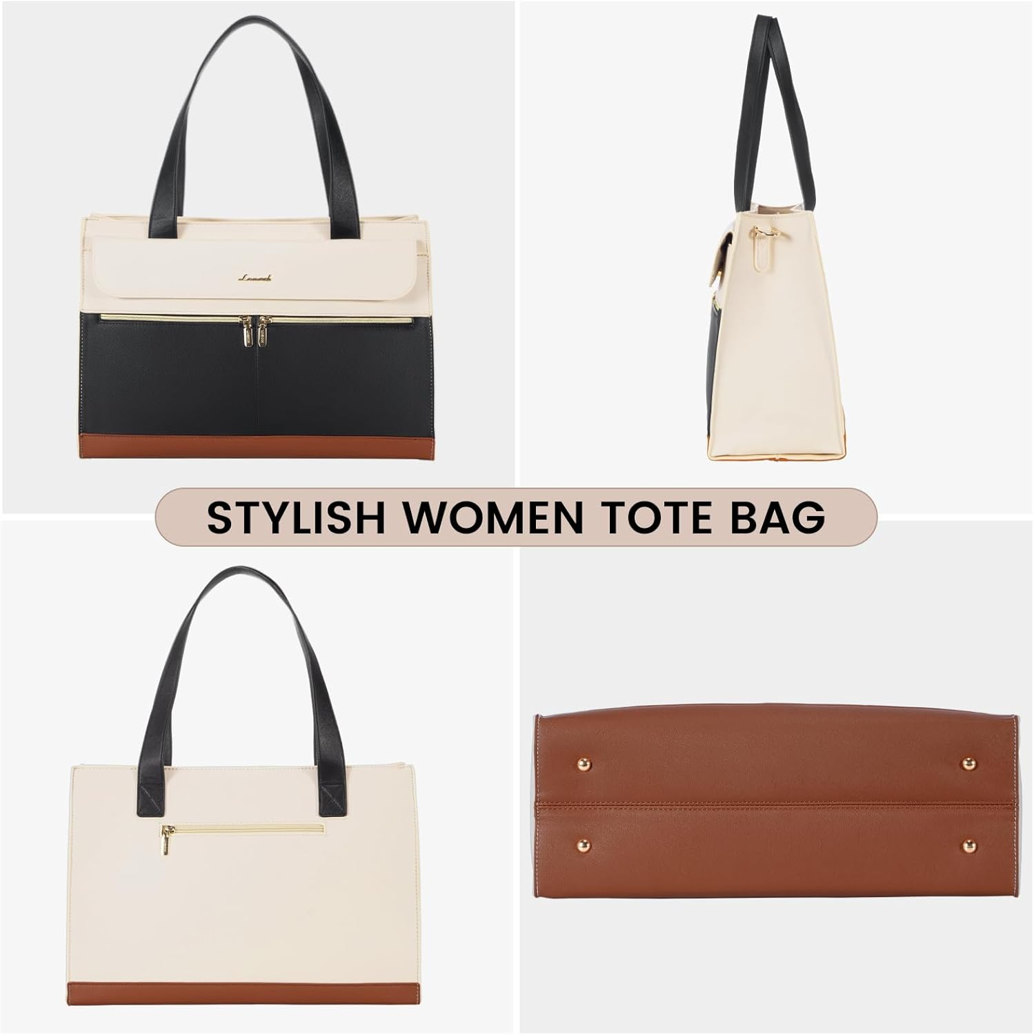 LOVEVOOK Laptop Bag for Women 15.6 Inch Tote Work Professional Leather Computer Briefcase Waterproof Handbag Shoulder Large Capacity Business Teacher Office Crossbody Purse image number 1