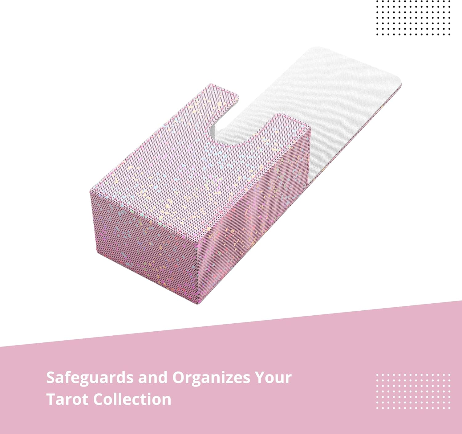 Boltquan Pearlized Pink Tarot Card Holder with White Interior &ndash; Fold-Top Case with Magnetic Lid Closure &ndash; Fits Standard Tarot Decks &ndash; Outer Dimensions 5.39 X 3.38 X 2 Inches (Pearlized Pink) - Moonlit Oracle image number 2