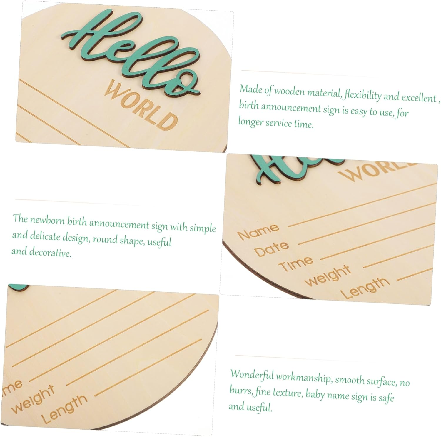 BESPORTBLE Announcement Wooden Sign Newborn Photography Prop Essential for Newborn round Birth Announcement