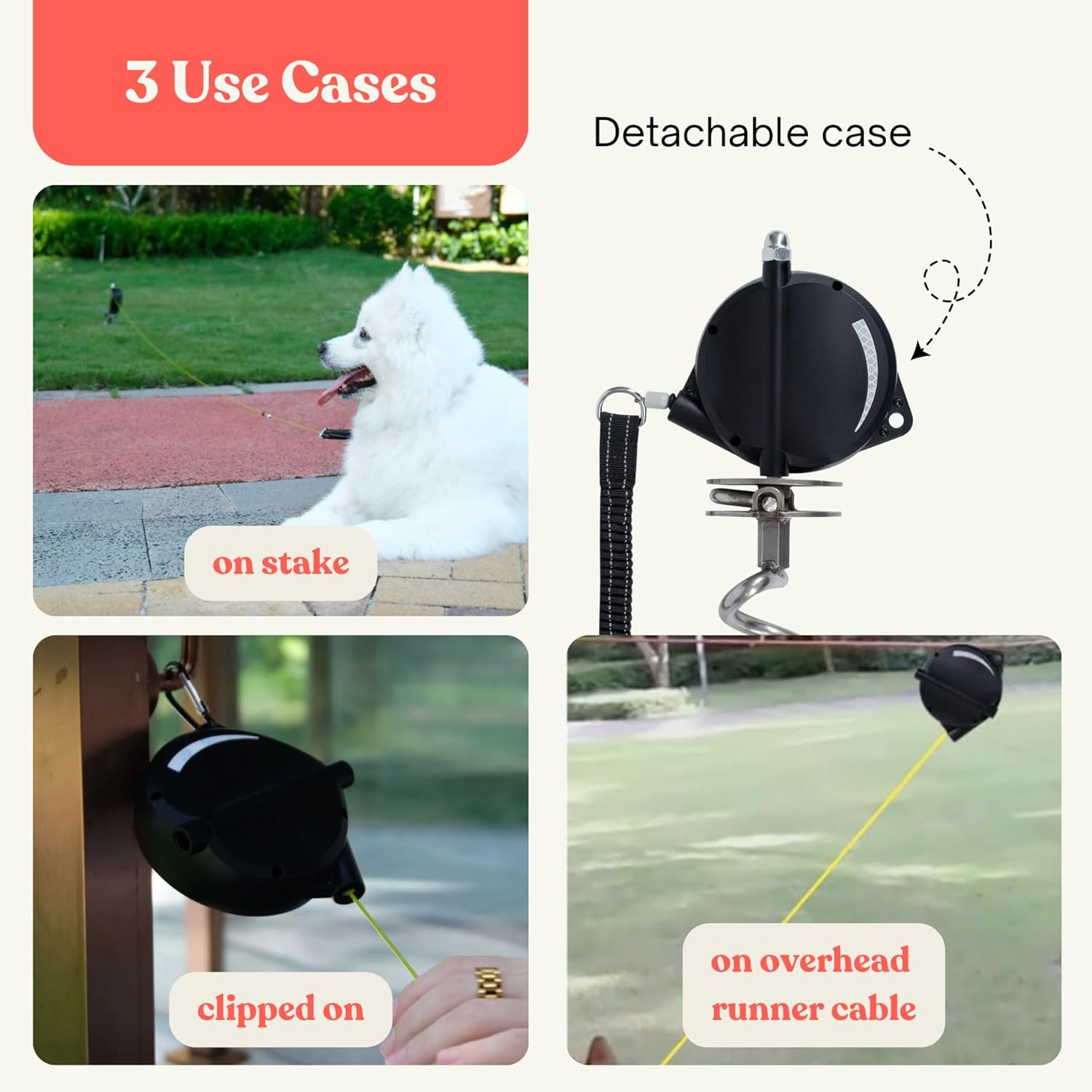 Heavy-Duty Retractable Dog Tie Out Cable: the Ultimate Dog Line for outside &ndash; Super Strong Tie Out Retractable Cable for Dogs.