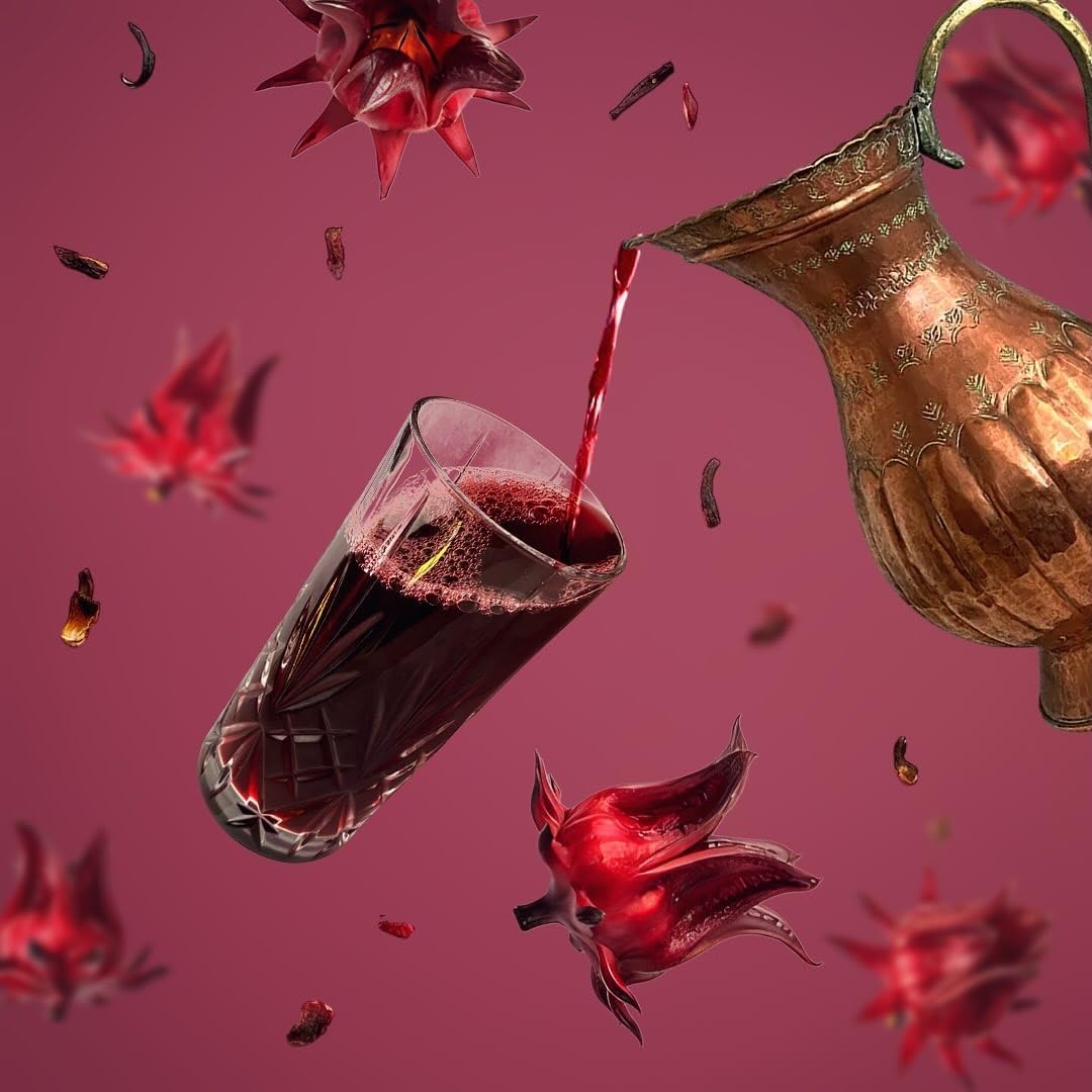 Eshai Egyptian Hibiscus Tea (Karkady) - Pure Hibiscus Flowers - Organic - 100G Box Loose Leaf Herbal Tisane image number 1