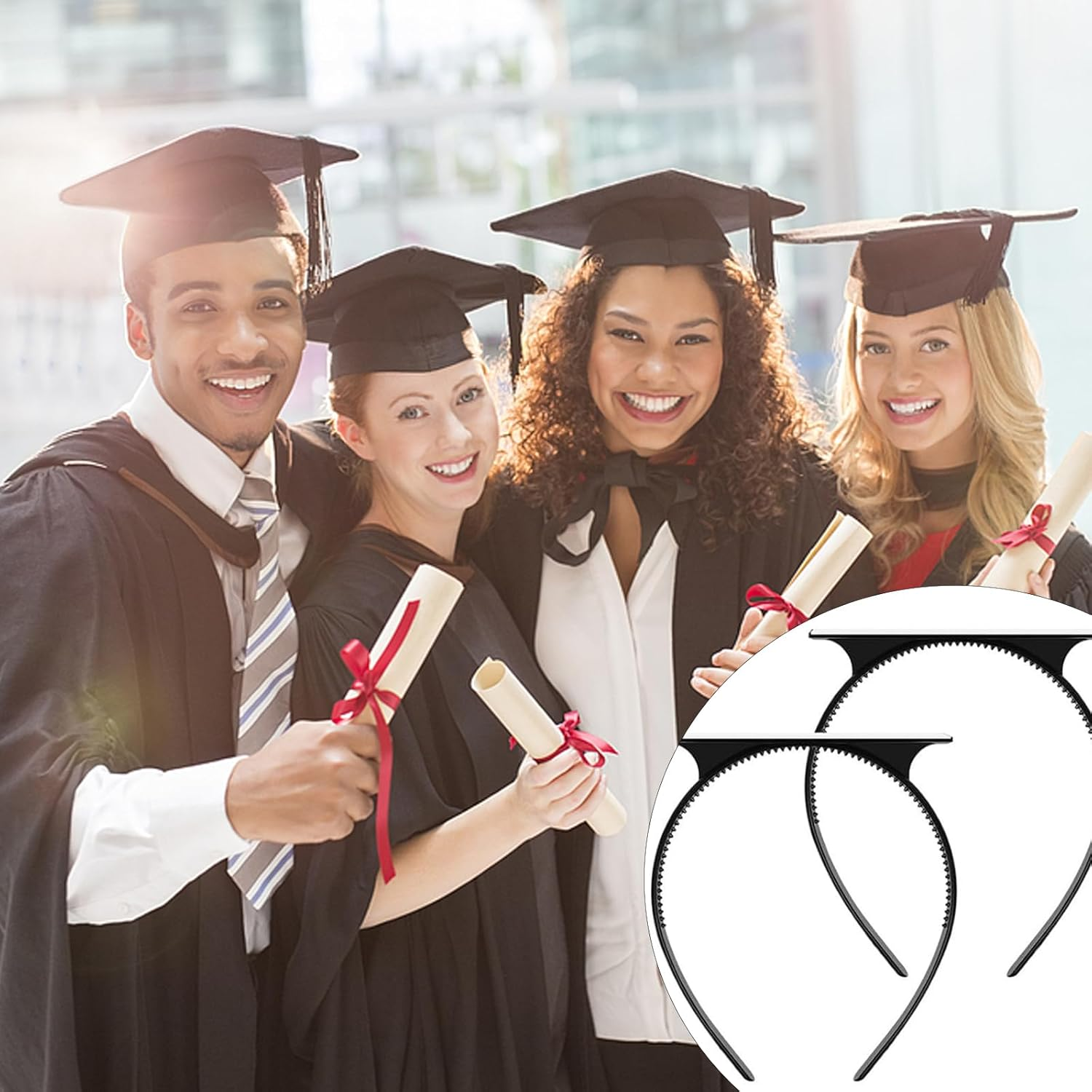 Rectangle Graduation Cap Headband Comfortable Wear Ensuring Holder Upgrade Grad Cap Headband Insert Firm Anti-Fall Hairband for Graduation Hairstyle Hat Accessories Hairband for Graduates Present image number 2