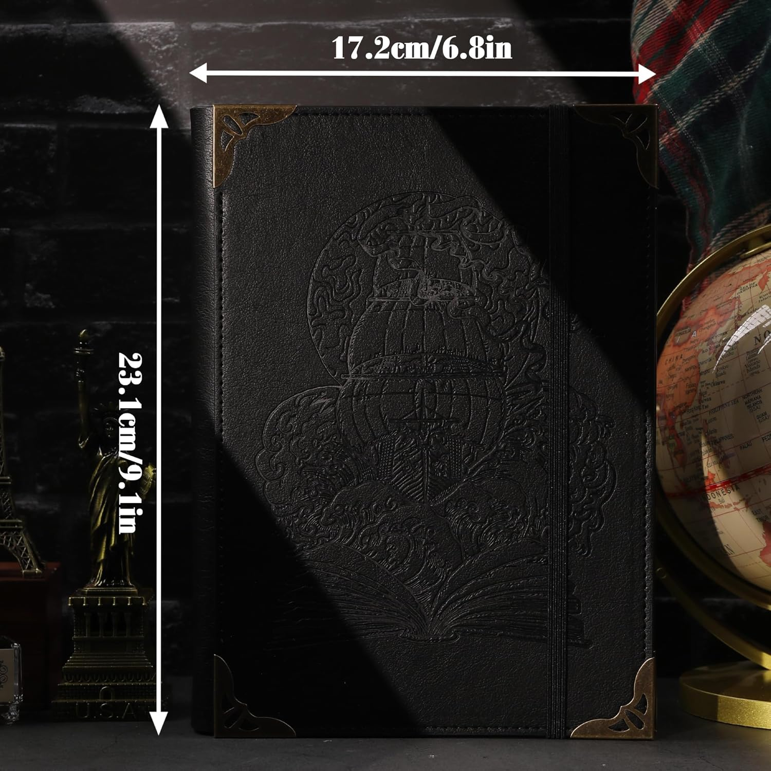 TIEFOSSI A5 Binder 6 Ring Notebook for Women Men, Hardcover PU Leather Journal, Vintage Ship Journal, College Ruled Notebook for School, Planner, Travel, Work, Organizer image number 3