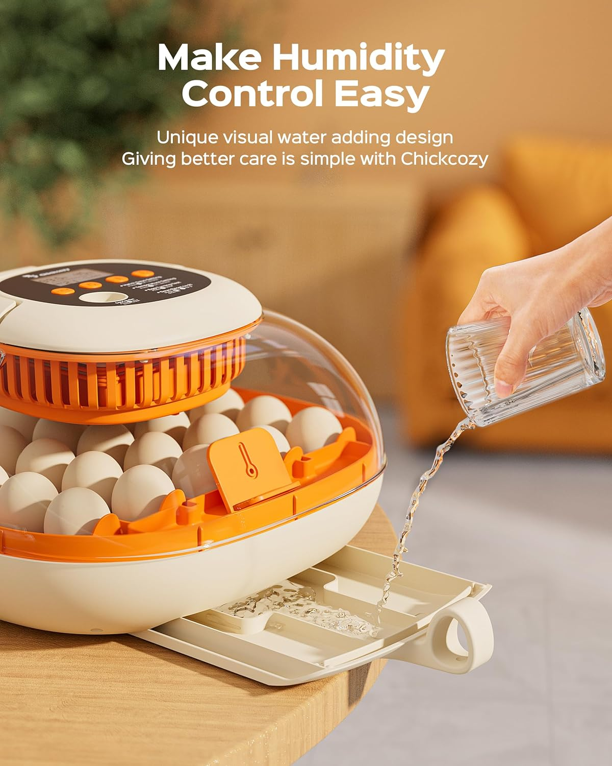 [2024 Upgrade] 25 Egg Incubator, Automatic Egg Turner with Thermometer Seat and Humidity Control, Egg Candler, 360&deg; View with Clear Window, Incubators for Hatching Chicks (Sunlit Orange)