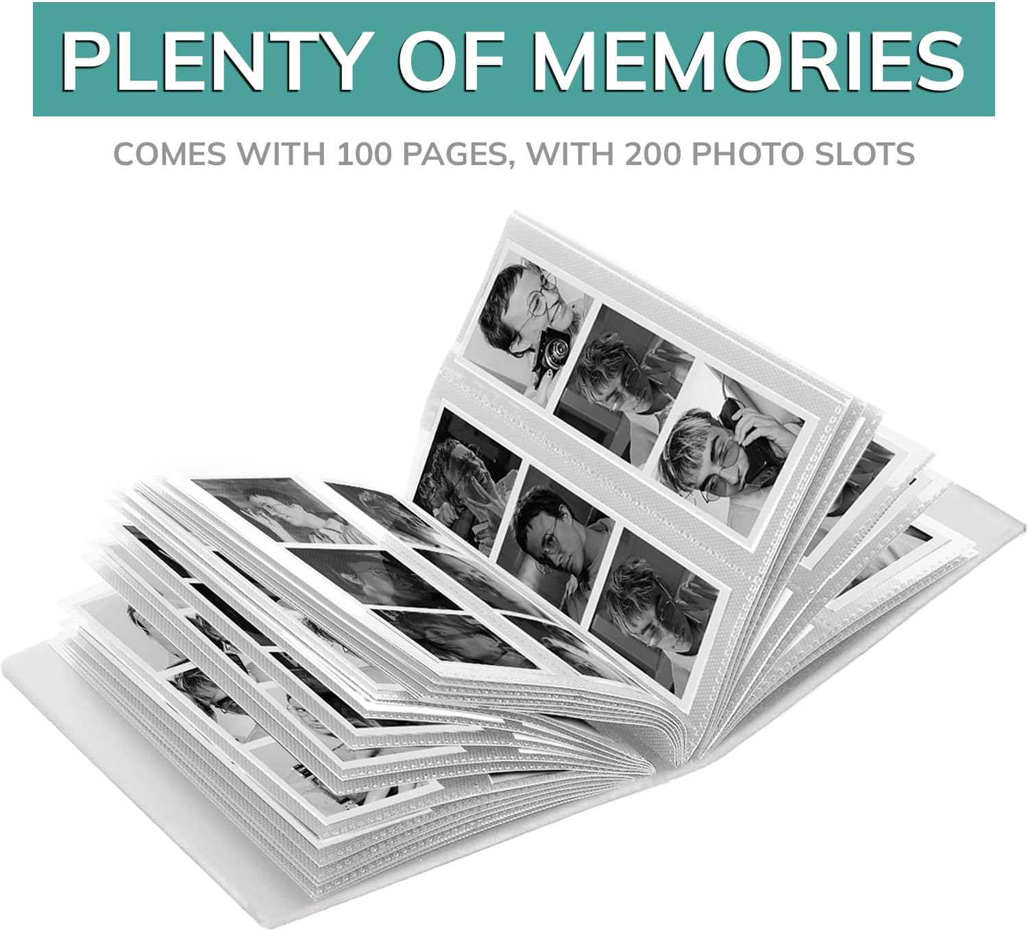 PBF Photo Booth Album | 2X6 Album W/Sleeves | 2X6 Strips Memory Book | Wedding Photo Strip Album | 100 Pages, Holds 200 Photos (White, 1-Pack) image number 1