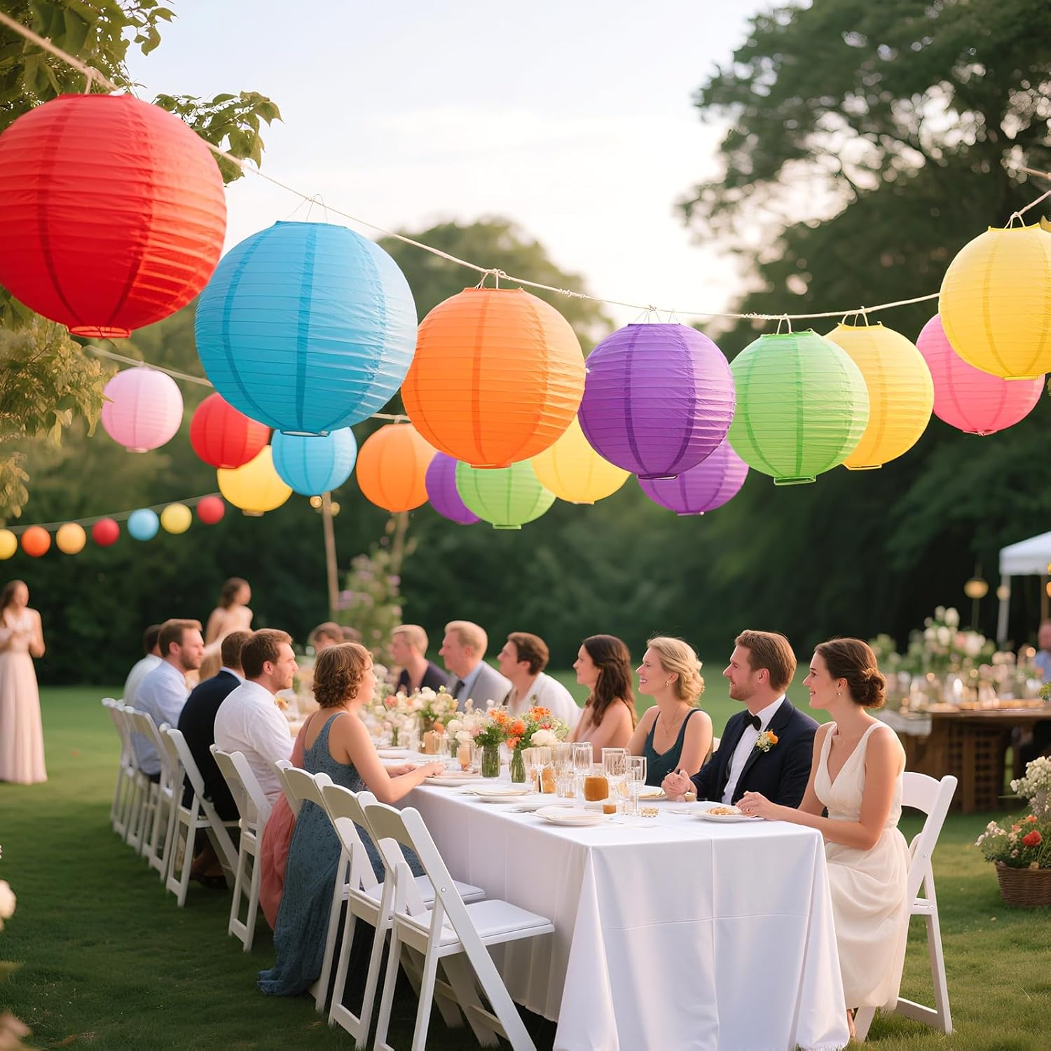 Dcsfadq Lanterns Colourful Set, 10 Pieces Rainbow Paper Lanterns Hanging Decoration, Paper Lanterns for Garden Party Decoration Wedding Birthday Festival Party Decoration image number 4