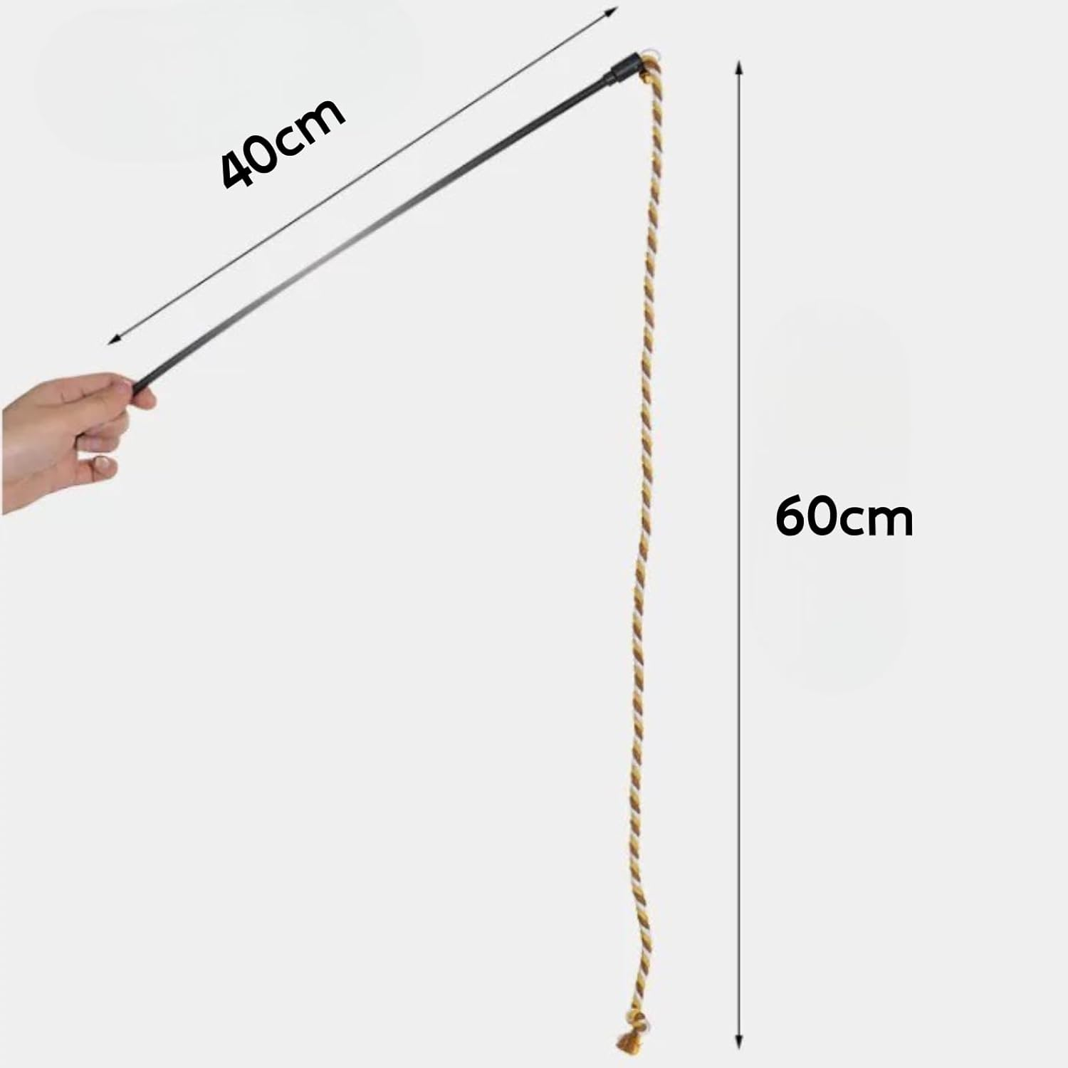 Colorful Cotton Rope Cat Teaser Toy Set - 3 Pack Interactive Wand Toys for Cats - Plush image number 3