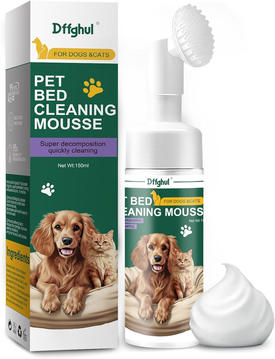Pet Stain Cleaner Mousse &ndash; No-Rinse Foaming Carpet Cleaner for Dog & Cat Urine, Feces, Vomit &ndash; Safe for Pet Beds, Toys, Carpets, Odor Eliminator image number 2