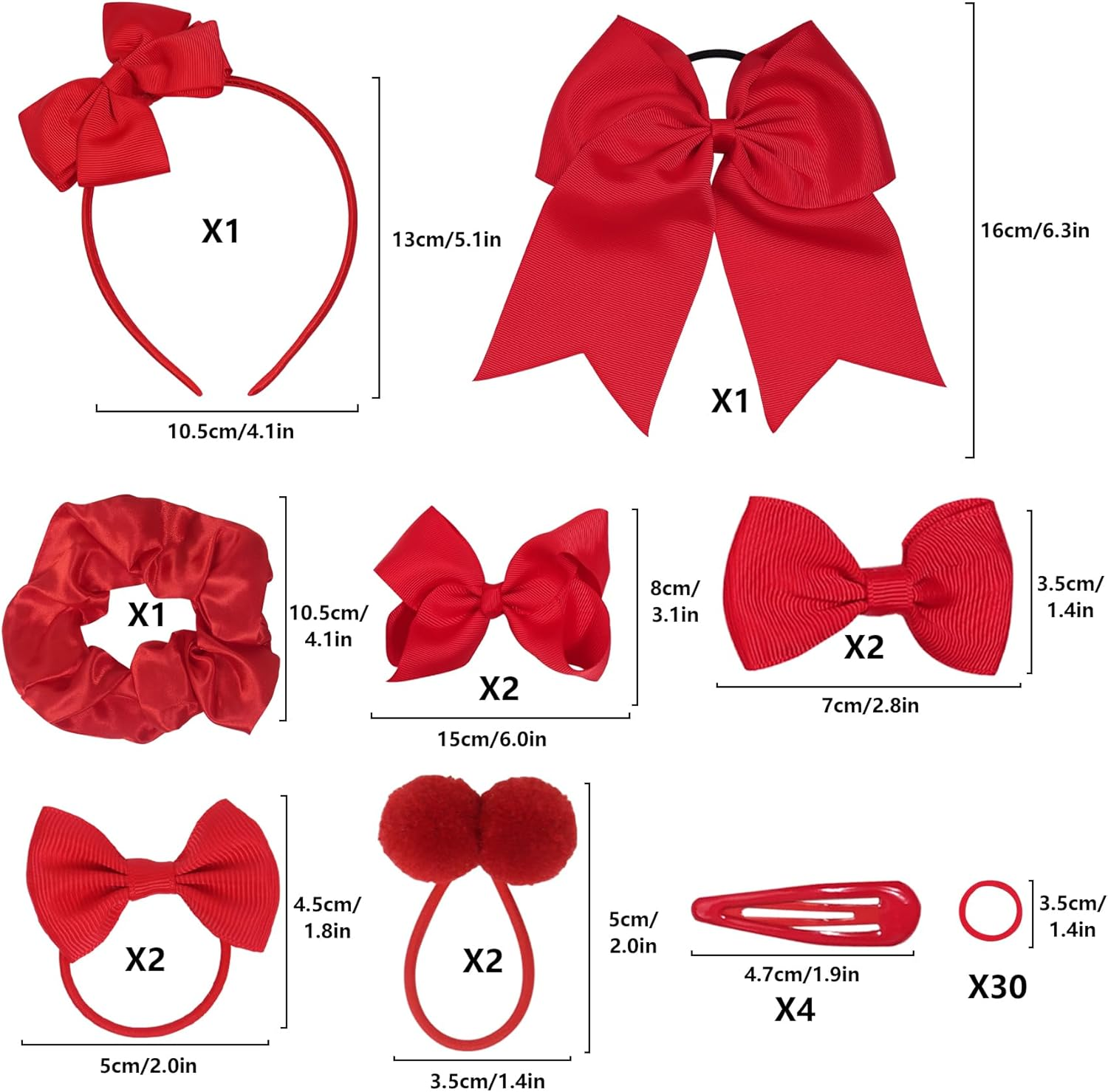 45Pcs Red School Girls Hair Accessories Kit Red Bow Headband Hair Clips Ponytail Holder Bow Hair Barrettes,Hair Accessories for Girl Birthday Gift - Blue image number 5