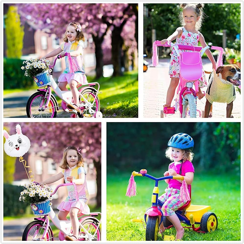 Bike Handle Grips with Tassel Streamers for Girls Boys and Kids, Non-Slip Bicycle Handlebar Grips Cover for Mountain Bike, Scooters Road Bike BMX MTB Cycling Replacement Parts - Black image number 3