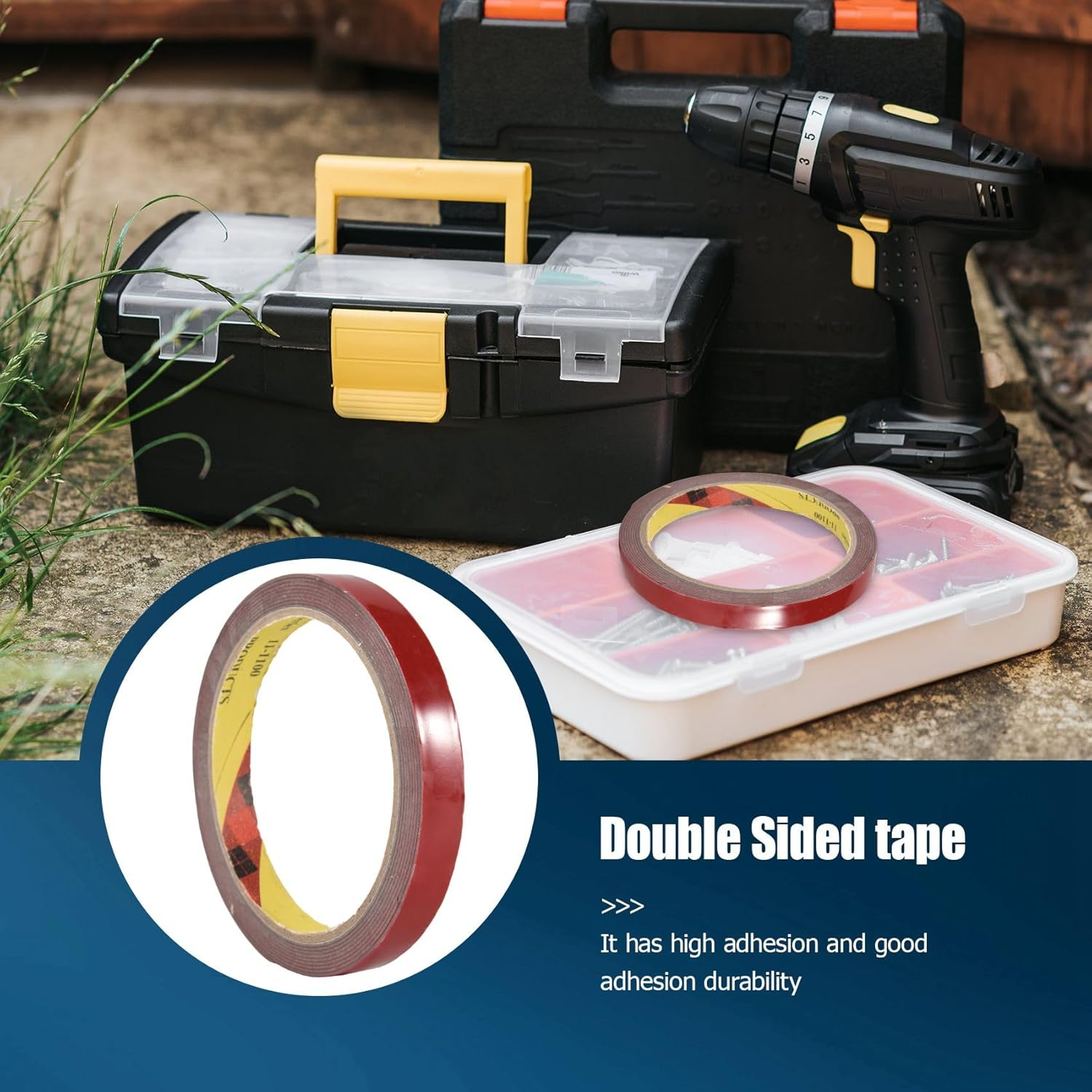 Strong Permanent Double Sided Super Sticky Foam Tape Roll for Vehicle Car, Red 12MM*