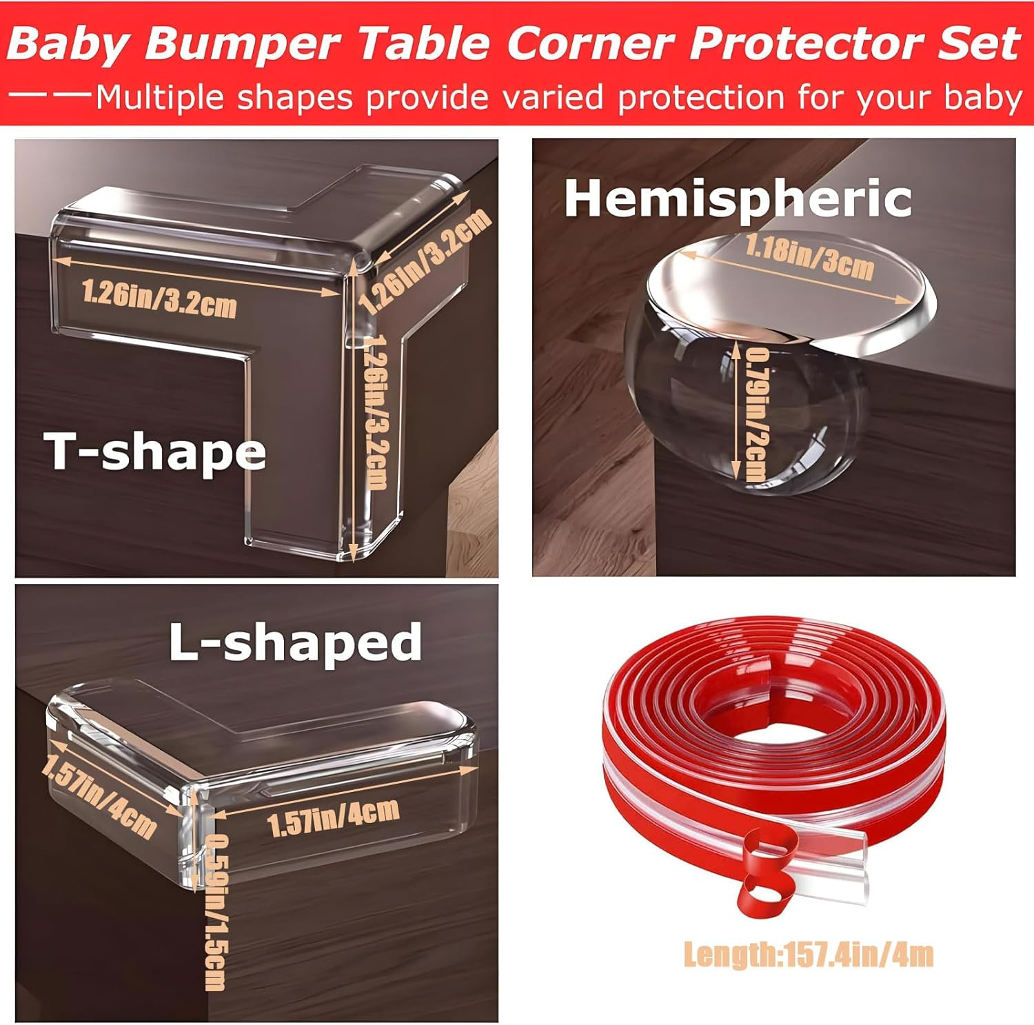 MYTOAU 30 Pack Proofing Corner Protectors, Clear Edge Protector Strip,Silicone Soft Edge Guards, Furniture Corner Guards & Edge Safety Bumpers for Children,Thicker & Durable Table Corner Cushions image number 3