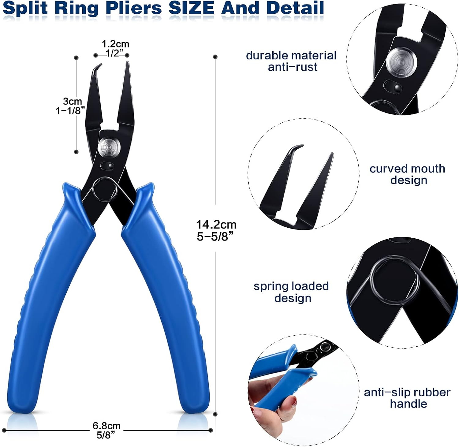 2 Pieces Jewelry Pliers Tool Set Includes Split Ring Pliers, Jewelry Bead Crimping Pliers for Jewelry Beading Repair Making Tools Supplies