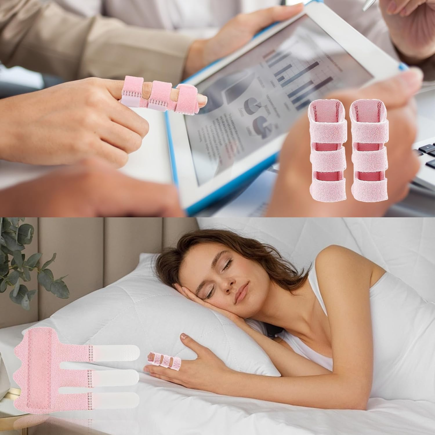 Finger Splint - 4 Pcs Trigger Finger Splints Brace for Broken Finger Protection, Knuckle Immobilization, Straightening Arthritis Pain Relief (Pink) - Pink image number 5