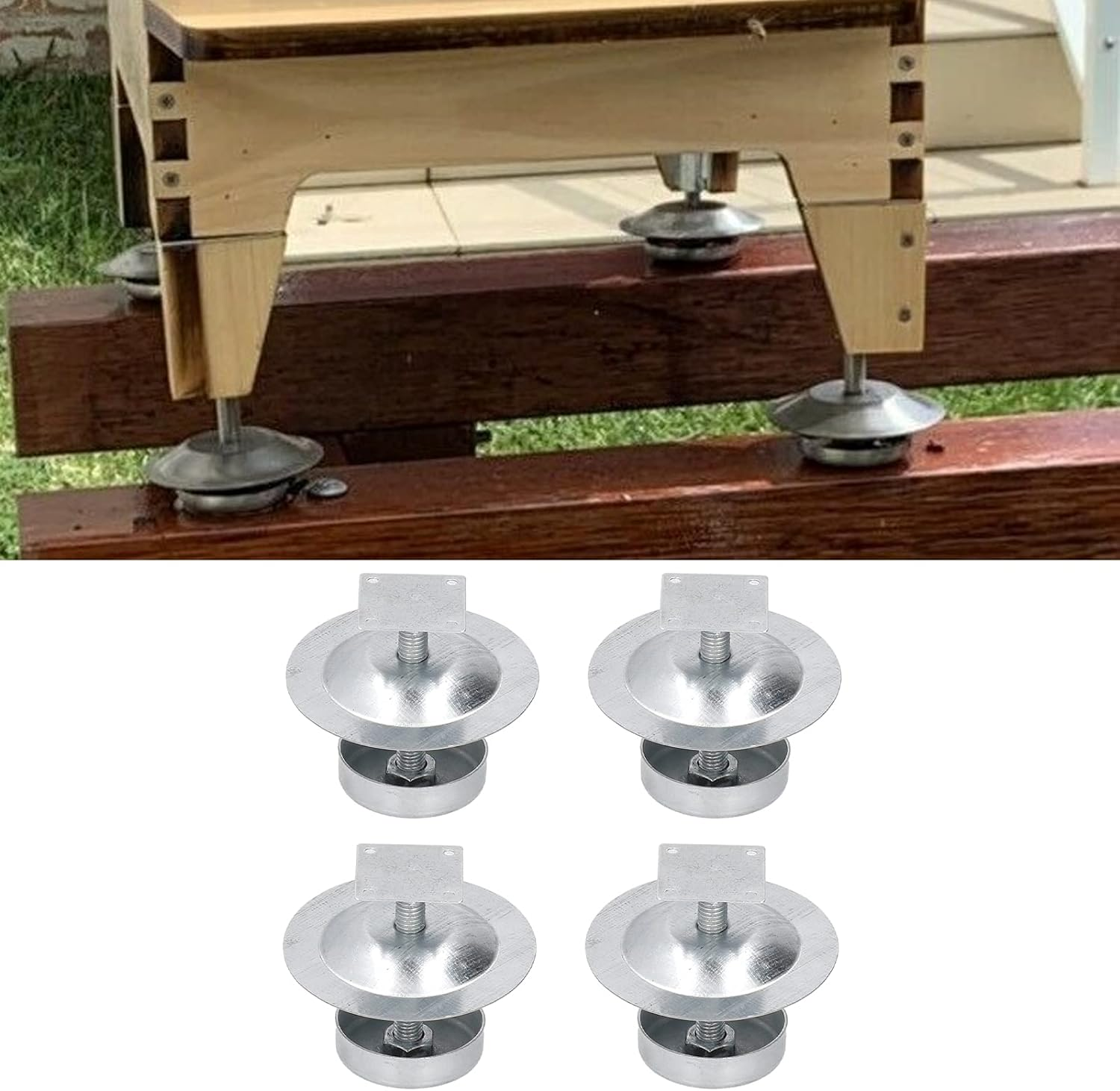 Beehive Feet, 4 Set Stainless Steel Proof Hive Base Stand with Oil Bowl Design for Beekeeping Protection against and Moisture image number 1