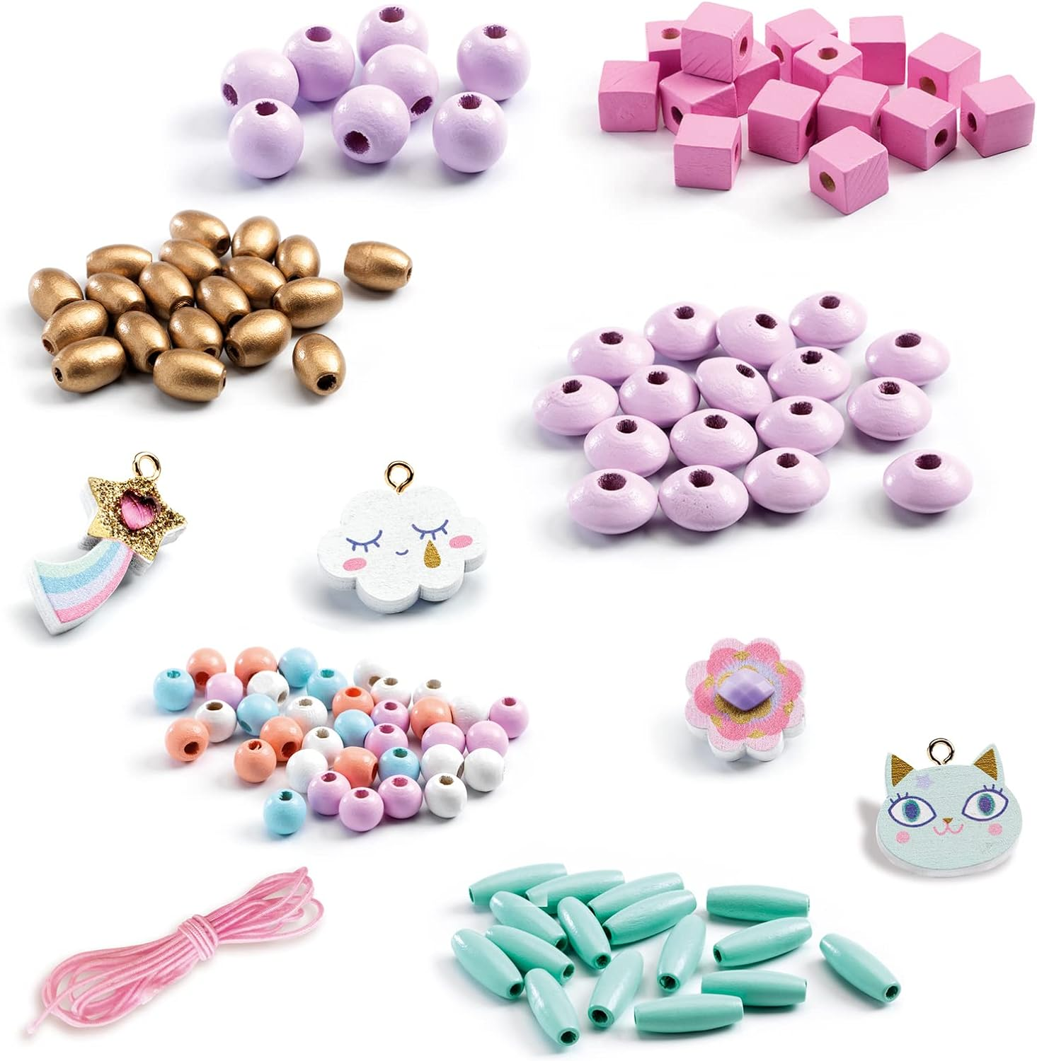 Djeco DJ09823 Rainbow Wooden Beads Set image number 6