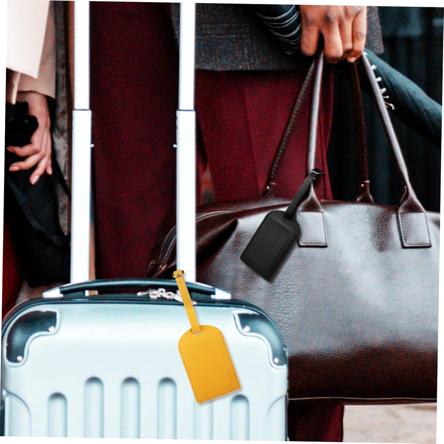 Gatuida 8Pcs Leather Suitcase Luggage Tags Travel Accessories Adjustable Straps Privacy Flap