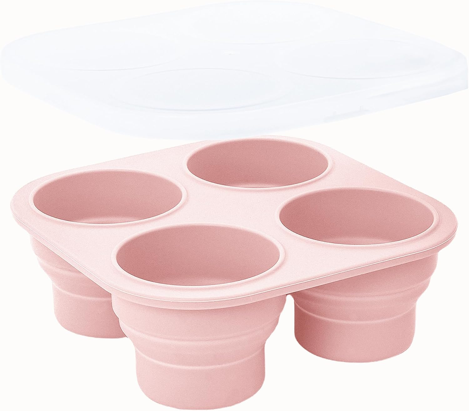 4 Portions Food Grade Silicone Baby Food Freezer Tray with Lid Freezer Storage Tray Baby Popsicle Mold for Homemade Baby Food, Vegetable & Fruit Purees, and Breast Milk Pink image number 5