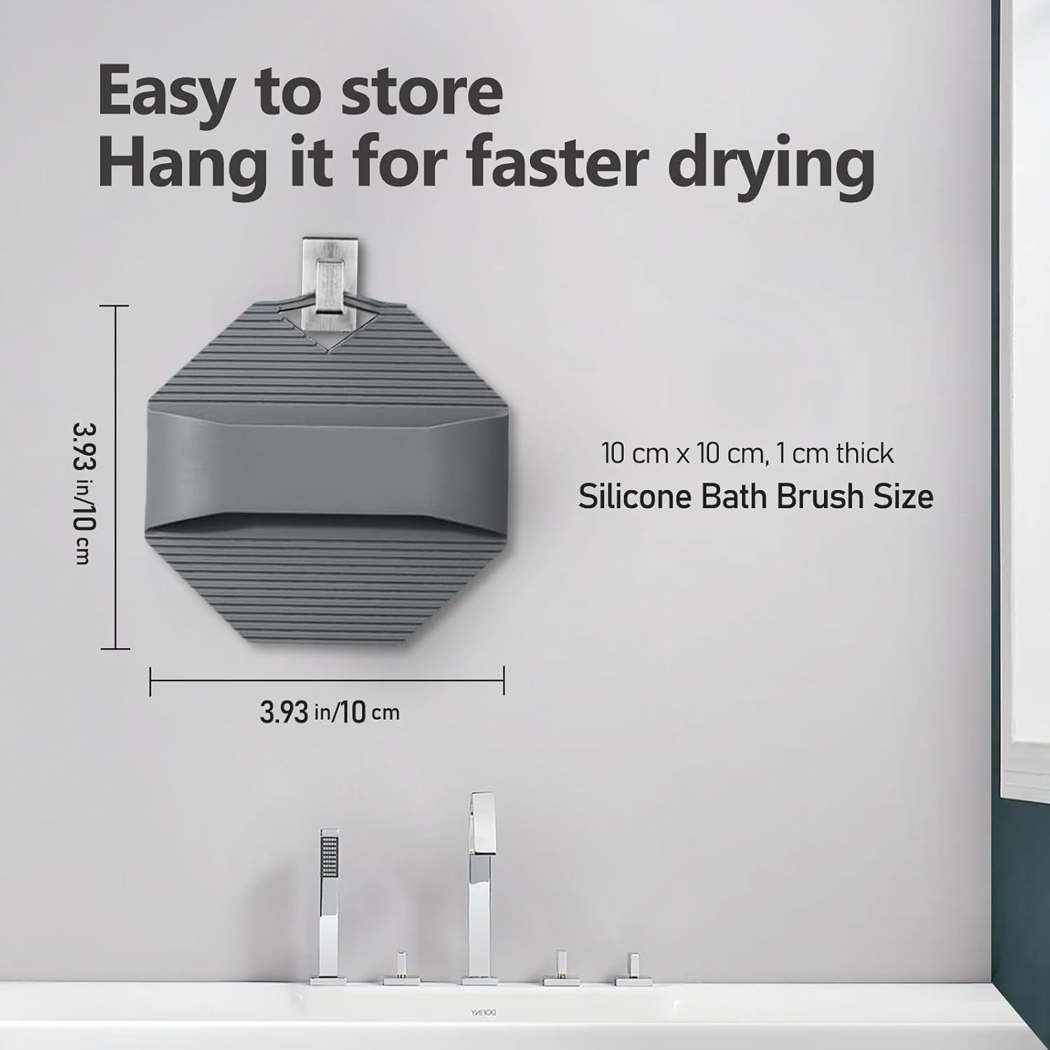 2 Pack Silicone Body Scrubber, Exfoliating Body Scrubber for Sensitive Skin, Silicone Loofah with Anti-Slippery Handle, Stays Clean Easily, Travel-Friendly for Men & Women (Gray + Purple) - Gray  Purple image number 4