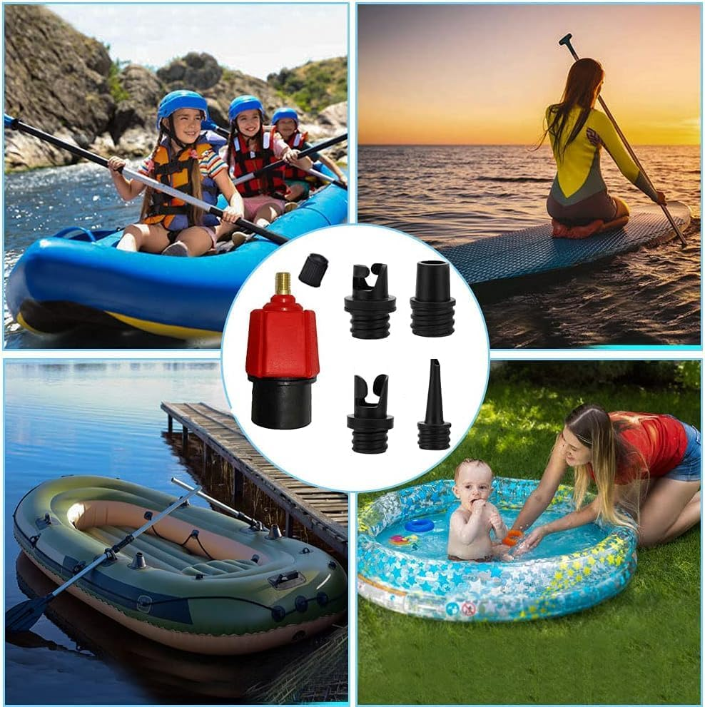 Inflatable Boat SUP Air Pump Adaptor,Air Valve Converter Multifunction SUP Air Valve Adapter with 4 Air Valve Nozzles,For Inflatable Bed Stand up Paddle Board,Kayak Dinghy, Inflatable Boat Sup image number 5