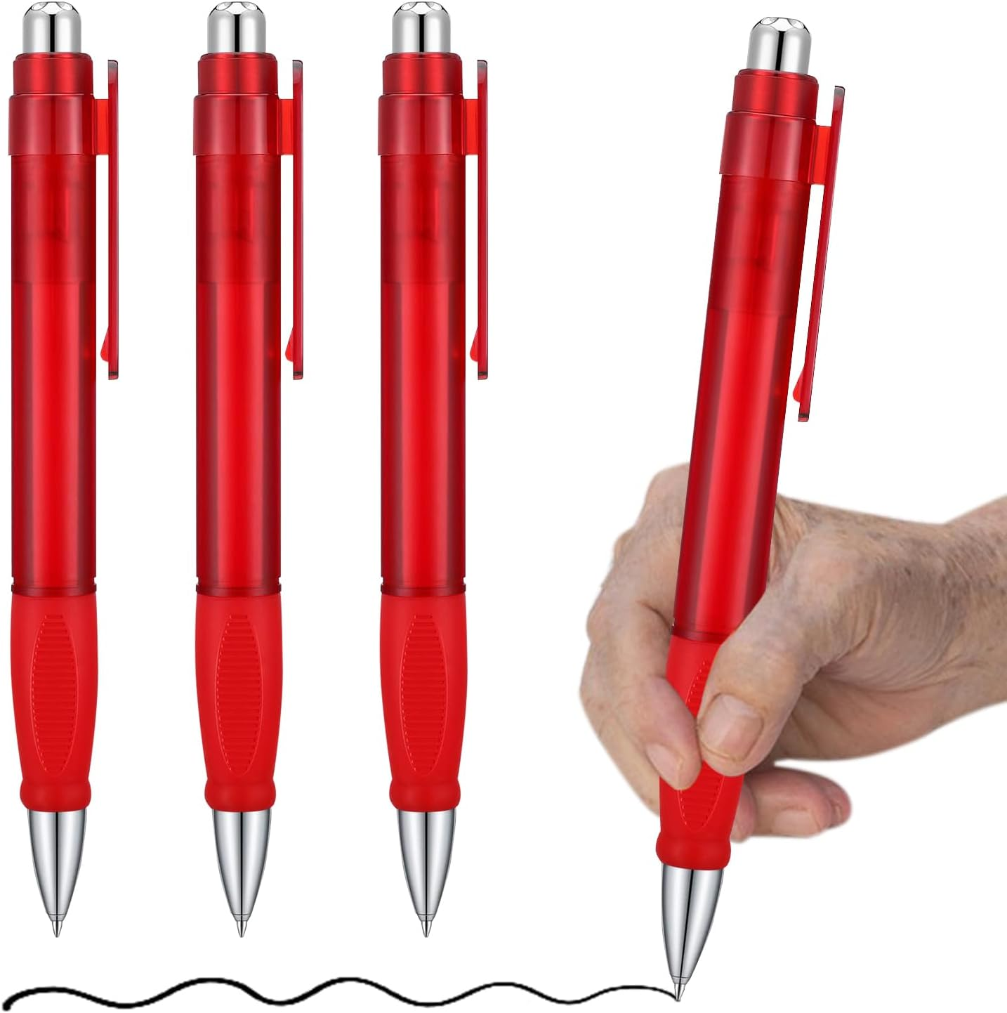 Big Fat Pens - Enhanced Writing Stability for Arthritis and Elderly Easy Thick Grip 3Pcs Red image number 5
