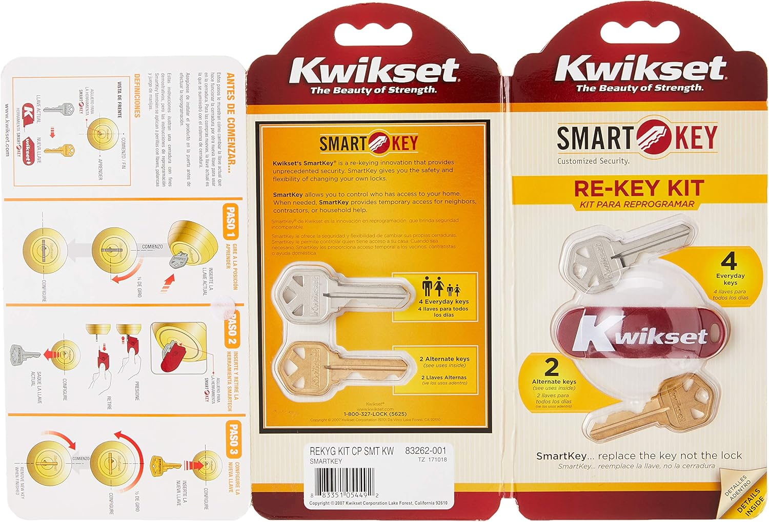Kwikset 83262-001 Smartkey Re-Keying Kit REKYG KIT CP SMT KW Gold/Silver image number 3