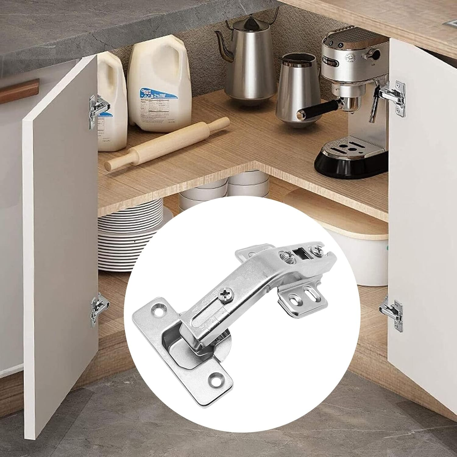 SWZHAI 135 Degree Lazy Susan Hing Set of 2, Full Overlay Face Frame Plate Mounting Cabinet Hinges for Folding Kitchen Cupboard Door(135 Degree) image number 2
