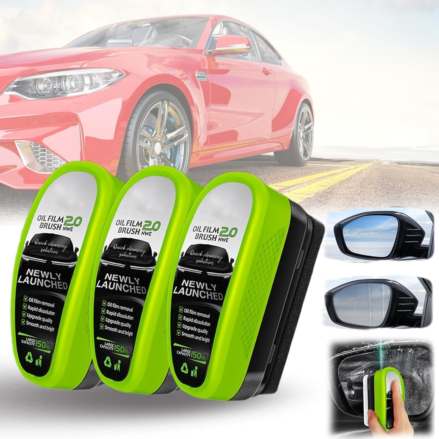 2025 Upgraded Oil Film Cleaning Brush - Clear Vision Windscreen Cleaner Tool with Dual-Scrubber Heads for Car/Suv/Ute Glass Squeegee Combo (3) image number 4